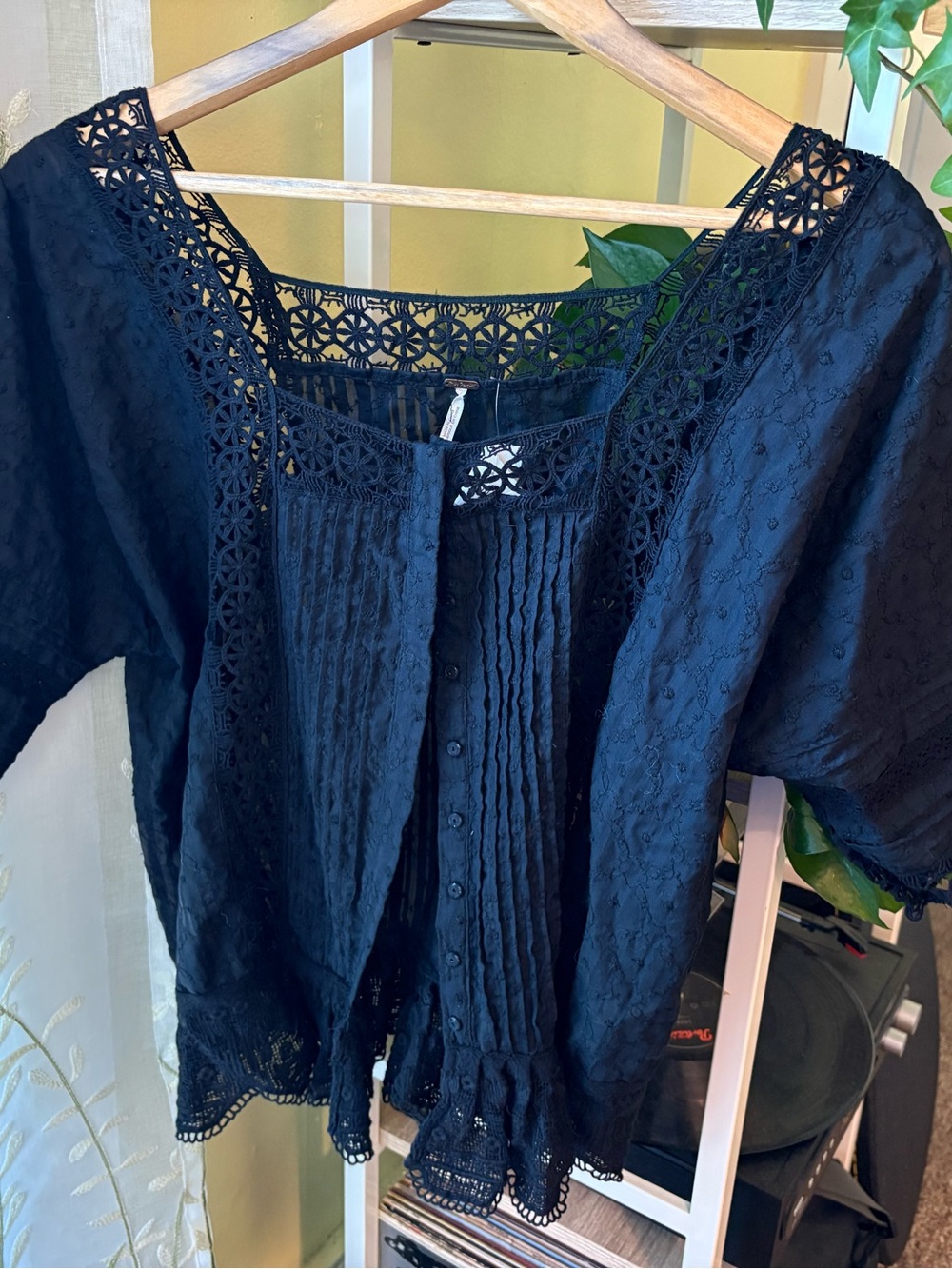 Free People | Black Eyelet Top